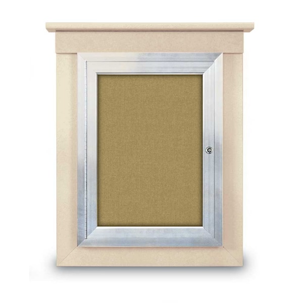 42"x32" 2-Door Enclosed Letterboard, Green Vinyl/Lt Oak